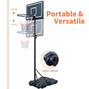 Coș de baschet portabil, cu reglaj de înălțime, 1,79 – 2,19 m, Ecarla, AR13