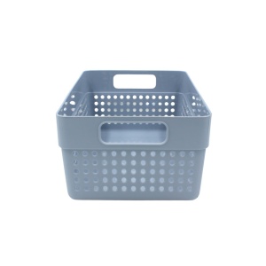 Coș depozitare plastic perforat 23x15x10 cm Storage Solutions, cu mânere, Gri