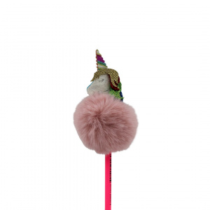 Creion figurină Unicorn alb puf roz 26cm