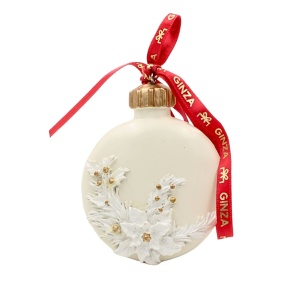 Decorațiune Ginza, Regatul de Crăciun, Royal, model globuleț alb, 8.5 cm