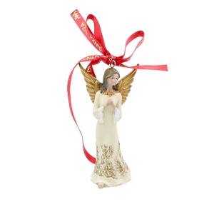 Decorațiune Ginza, Regatul de Crăciun, Royal, model îngeraș rugându-se, alb, 8 cm