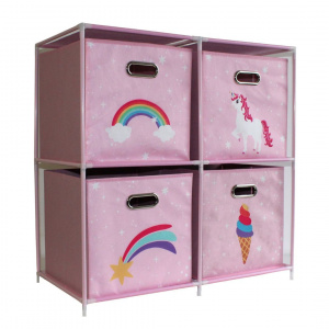 Dulap modular 2 rafturi și 4 cutii depozitare Unicorn - Img 2