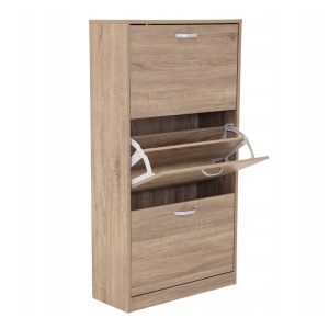 Dulap pantofi JUMI Sonoma, 3 compartimente rabatabile, PAL laminat, 60x24x113 cm 