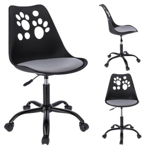 Scaun de birou ergonomic pivotant Joy, reglabil pe înălțime, cu roți și pernă de șezut, negru/gri