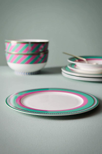 Farfurie din porțelan, Pip Studio, Stripes Pink-Green, 28cm, colecția Pip Chique - Img 3