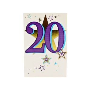 Felicitare aniversară cu plic inclus, vârsta 20 ani