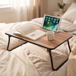 Folding laptop and tablet table for bed or sofa, MDF, 52.5 x 30 x 21.5 cm