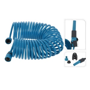 Tambur furtun de grădină 15 m cu suport de perete și accesorii – set complet pentru udare