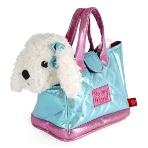 Geantă glamour cu pluș detașabil, pentru copii, Perletti, model Cățeluș Dudu, 20 cm, colecția Perletti Toys