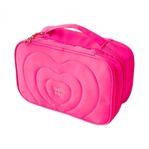 Geantă pentru cosmetice, matlasată, cu mâner, culoarea ciclam, 24x9x15 cm, eCarla, KS132R