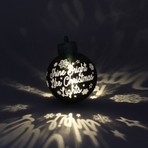Glob de Crăciun, cu led, culoarea gri, mesaj „Shine Bright Like Christmas Lights"