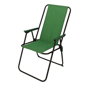 Scaun pliabil de grădină cu spătar înalt, verde, cadru metalic, max. 100 kg, 51x53x90 cm