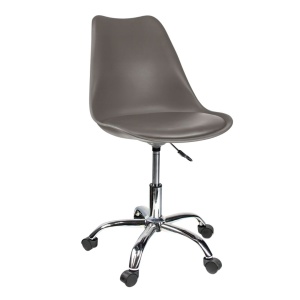 Scaun de birou ergonomic pivotant IGER, reglabil pe înălțime, cu roți și pernă de șezut, gri