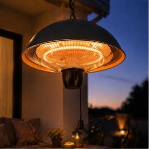 Încălzitor terasă suspendat 1500W, halogen, pentru exterior/interior – lampă încălzire tavan, IP24, montaj pe lanț