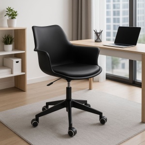 INEZ office chair, Jumi, black, height-adjustable, with casters and armrests