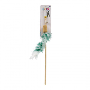 Jucărie interactivă băț pisici puf alb-verde 40cm