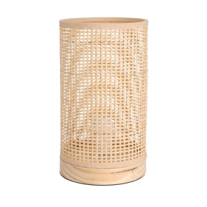 Lampă de birou Home & Styling, din bambus, formă tubulară, bază din lemn de pin, 13x23 cm