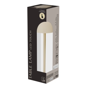 Lampă de masă, LED Touch, 10x36 cm, crem, 3 trepte de intensitate, lumină alb cald