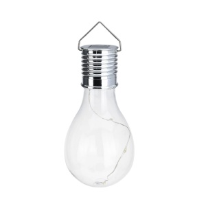 Lampă solară în formă de bec transparent, LED, pentru grădină, terasă și exterior