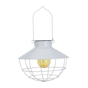 Lampă suspendată solară, cu led, metalică, culoare alb