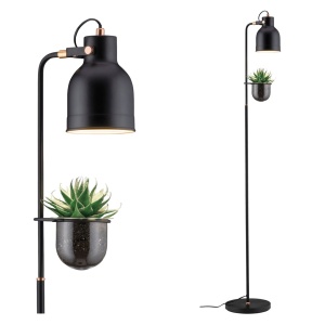 Lampadar Neordic Elric pentru plante, max 1x20W, bec E27, culoare negru/cupru 230V din metal și sticlă