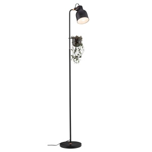 Lampadar Neordic Elric pentru plante, max 1x20W, bec E27, culoare negru/cupru 230V din metal și sticlă