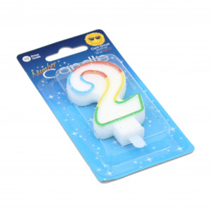 Lumânare aniversară multicoloră cifra 2 - Img 1