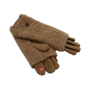 Mănuși damă, Antonio, cu funcție touch și manșetă detașabilă, culoare maro, one size