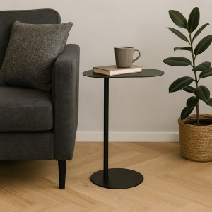 Masă Laterală Neagră din Metal, H&S Collection, 35xH53 cm – Design Minimalist