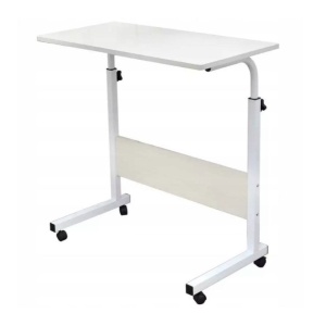 Masă mobilă, reglabilă, pe roți, pentru laptop, cadru metalic, culoarea alb, 80x40 cm, eCarla, STL03WZ2