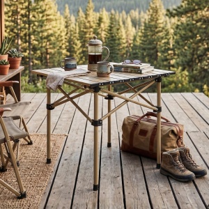 Masă pliabilă, cu cadru metalic și blat rezistent, pentru camping – 53x51x50 cm, eCarla, SC10JBR