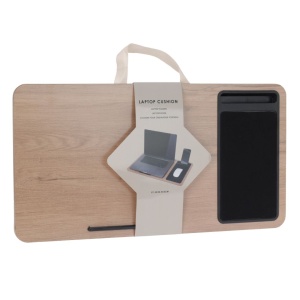 Măsuță portabilă pentru laptop, cu pernuță și mousepad, bej, 57.5x30.5x4 cm