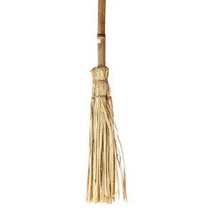 Mătură decorativă, de vrăjitoare, pentru Halloween, din paie, accesoriu costum și decor tematic, 90 cm