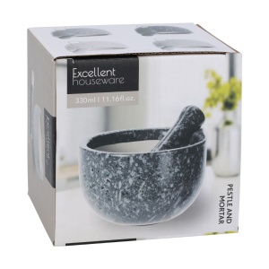 Mojar cu pistil 330 ml, Excellent Houseware, ceramică, gri închis