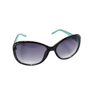 Ochelari de soare damă, Tiara, ramă leopard cu cristale, formă fluture, lentile fumurii degrade, protecție UV 400