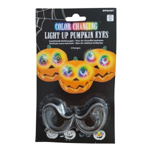 Ochi decorativi luminoși pentru dovleac Halloween, model negru, LED multicolor cu schimbare de culori, Amscan