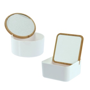 Oglindă de machiaj cu organizator cosmetic pătrat, 13x13x7 cm, Eleganza
