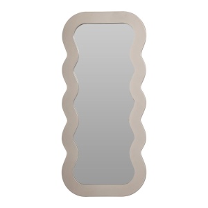Oglindă decorativă cu ramă ondulată – 37x80 cm, sticlă + cadru MDF, gri