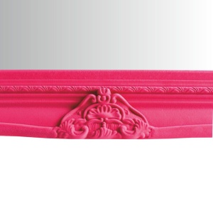 Oglindă decorativă, de perete, Hoff Interieur, ramă ornamentală, roz fucsia, design baroc elegant, pentru living, dormitor sau hol, 80x68 cm