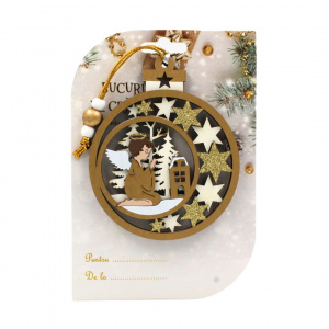 Ornament brad Glob cu îngeraș 10.5x8.5 cm - Img 2
