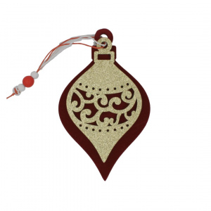 Ornament brad Glob grena-auriu 15.5x9 cm