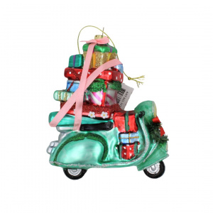 Ornament Edelman, din metal - Scuter turcoaz cu cadouri