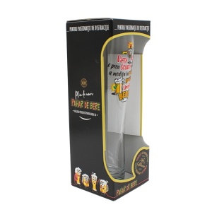 Pahar bere, 500 ml, mesaj funny “Viața e prea scurtă pentru a medita la pahare goale. Umple cu bere!"