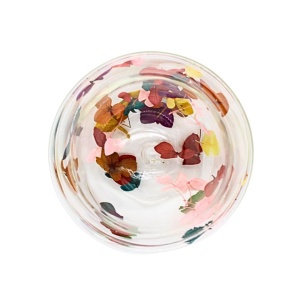 Pahar cu inserție de flori uscate multicolor, hortensie, pereți dubli, sticlă borosilicată, 300 ml, Aurora Bloom