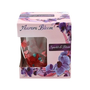 Pahar cu inserție de flori uscate roșu și roz, hortensie, pereți dubli, sticlă borosilicată, 250 ml, Aurora Bloom