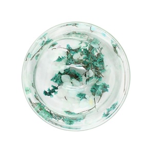 Pahar cu inserție de flori uscate verzi, hortensie și limonium, pereți dubli, sticlă borosilicată, 250 ml, Aurora Bloom