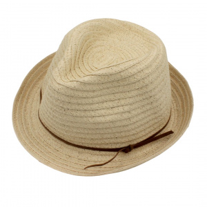 Pălărie de plajă bărbați Aristo, natur, stil fedora, cu șnur decorativ maro, ușoară și respirabilă, protecție solară, diametru 27 cm