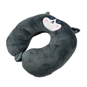 Pernă de călătorie, pentru copii, culoare gri cărbune, model husky, 31x29x8 cm