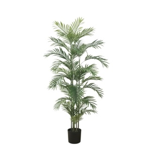 Plantă artificială Areca 90 cm, cu frunze verzi lungi și detalii realiste, pentru interior, ghiveci negru inclus