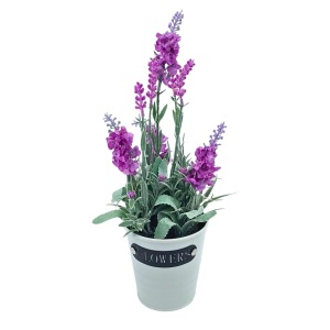 Plantă artificială în ghiveci, lavandă, dimensiuni 28x9 cm, culoare lila